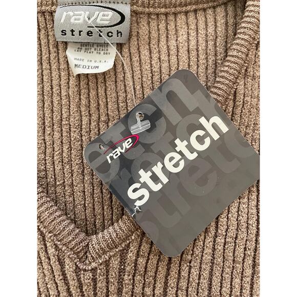 90's vintage short sleeve v neck bodycon top MEDIUM *deadstock* ~runs small~ - Picture 6 of 7